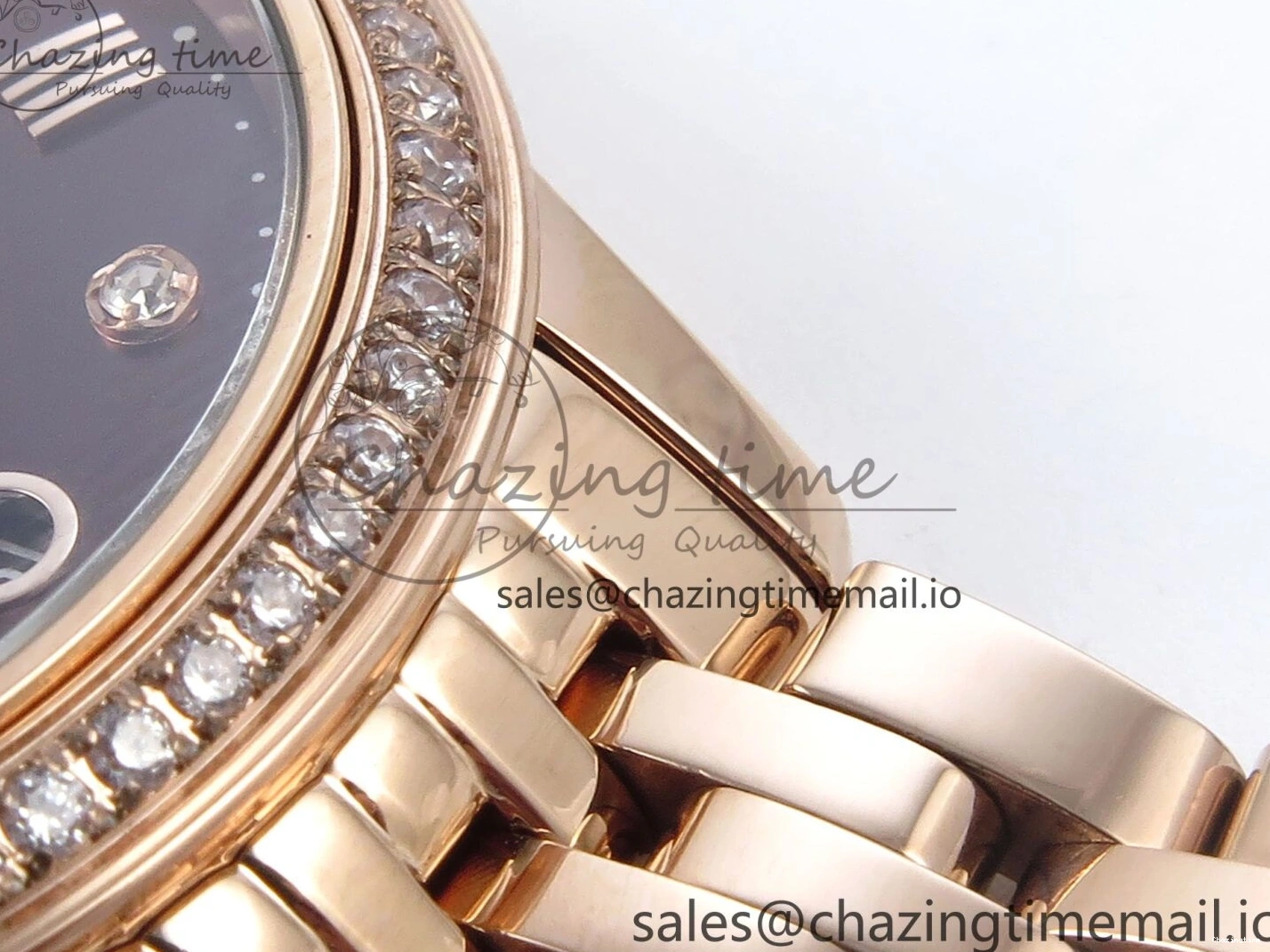 0102 De Ville Prestige Ladies RG VSF 1:1 Best Edition Brown Diamonds Dial on RG Bracelet A Sophisticated 7681